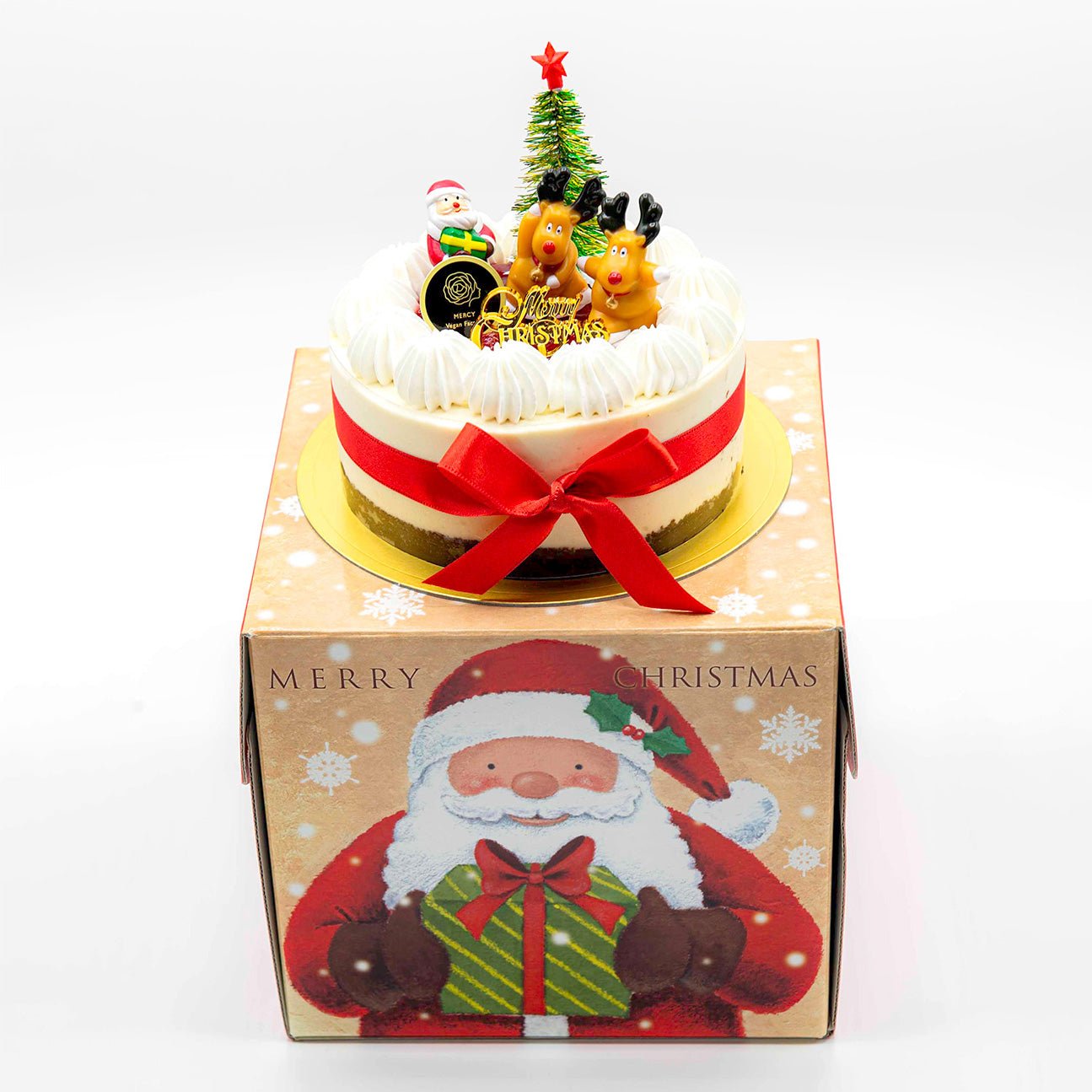 【2025 Xmas予約】グルテンフリー デコレーションホワイトムース クリスマスケーキ 4号【卵・乳・小麦粉不使用/ヴィーガン】