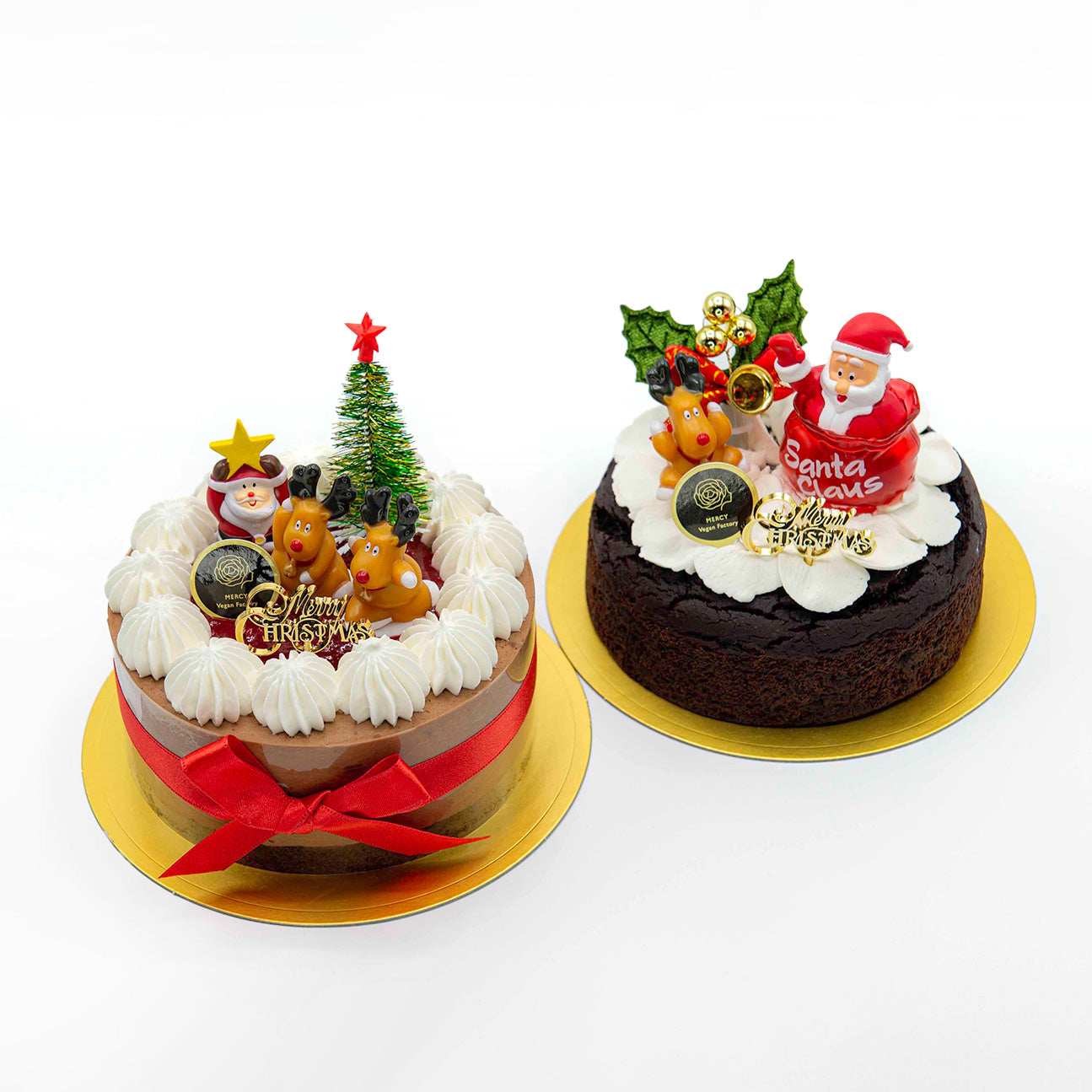 【2025 Xmas予約】グルテンフリー クリスマスケーキ2個セット ガトーショコラ＆チョコムース 4号【卵・乳・小麦粉不使用/ヴィーガン】
