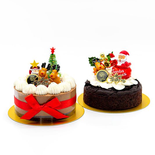 【2025 Xmas予約】グルテンフリー クリスマスケーキ2個セット ガトーショコラ＆チョコムース 4号【卵・乳・小麦粉不使用/ヴィーガン】