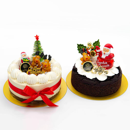 【2025 Xmas予約】グルテンフリー クリスマスケーキ2個セット ガトーショコラ＆ホワイトムース 4号【卵・乳・小麦粉不使用/ヴィーガン】